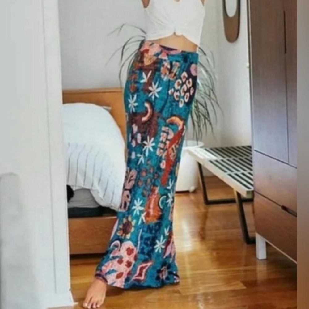 FARM Rio for Anthropology Blue and Pink Maxi Skirt